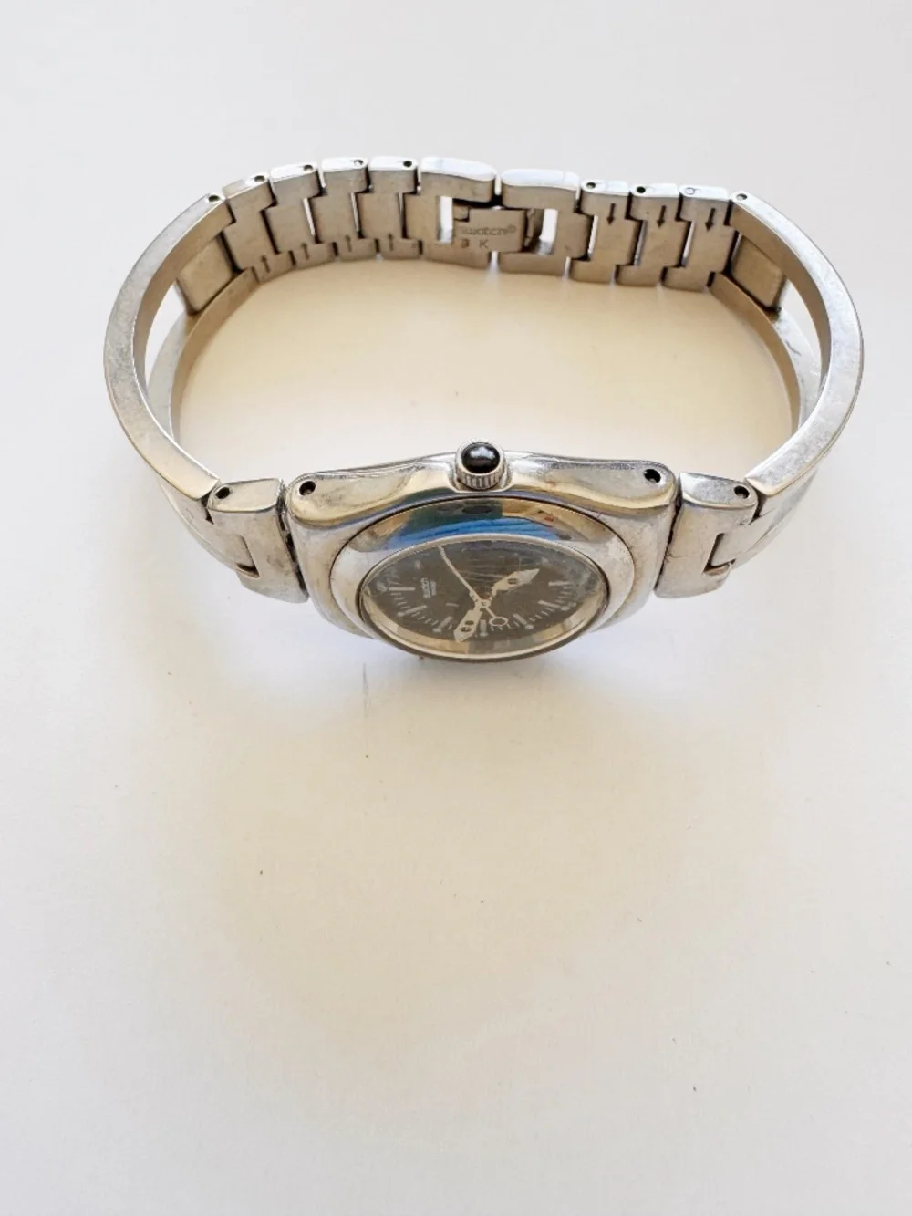 Swatch Irony Watch Women’s Stainless Steel Black Dial 25mm Swiss Made Runs
